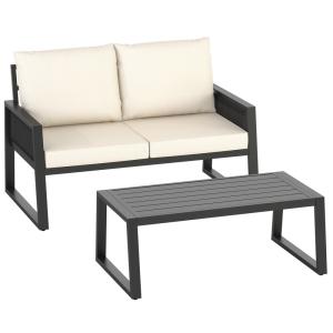 Salon de jardin 1 canapé et table design corde résistants i…