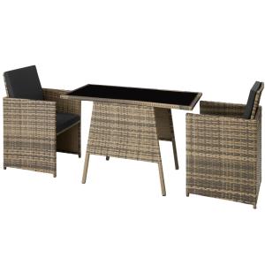 Salon de jardin 2 pers. polyéthylène acier pliable marron n…