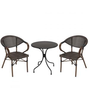 Salon de jardin 2 personnes - 1 table ronde 70cm 2 chaises…