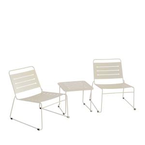 Salon de jardin 2 personnes en métal - Beige