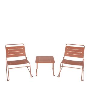 Salon de jardin 2 personnes en métal - Terracotta