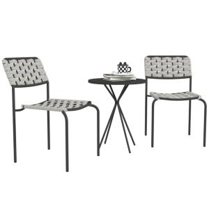 Salon de jardin 2 places avec table ronde et chaises empila…