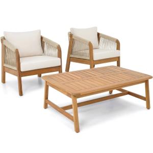 Salon de jardin 2 places en bois FSC - 2 fauteuils   table…