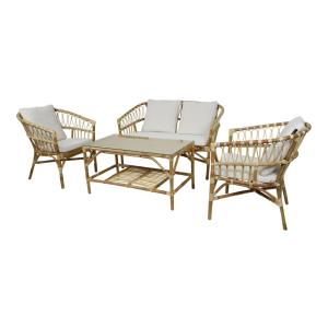 Salon de jardin, 3 personnes, 100 % rotin, sofa, table et 2…