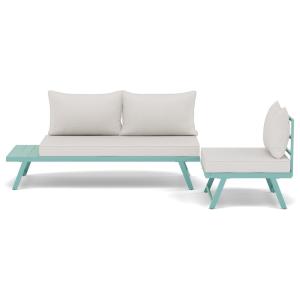 Salon de jardin 3 places en acier vert / beige