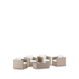 Salon de jardin 4 fauteuils avec table en rotin