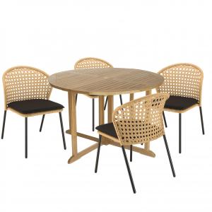 Salon de jardin 4 pers. - 1 table ronde D120 et 4 chaises b…