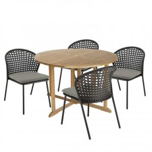 Salon de jardin 4 pers. - 1 table ronde D120 et 4 chaises n…