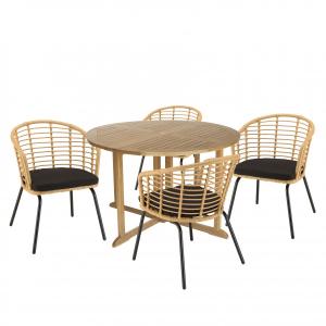 Salon de jardin 4 pers. - 1 table ronde D120 et 4 fauteuils…