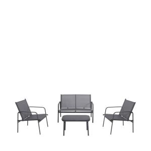 Salon de jardin 4 personnes en acier et textilène - Gris fo…