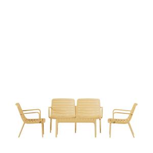 Salon de jardin 4 personnes en résine - Jaune