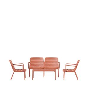 Salon de jardin 4 personnes en résine - Terracotta