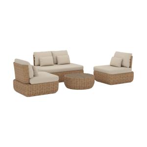 Salon de jardin 4 personnes en rotin synthétique