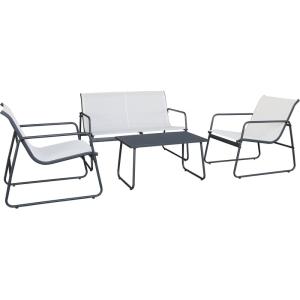 Salon de jardin 4 places en acier beige