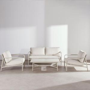 Salon de jardin 4 places en acier et coussins en polyester…