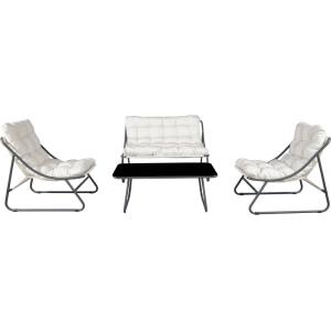 Salon de jardin 4 places en acier gris foncé