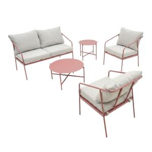 Salon de jardin 4 places en acier  terracotta