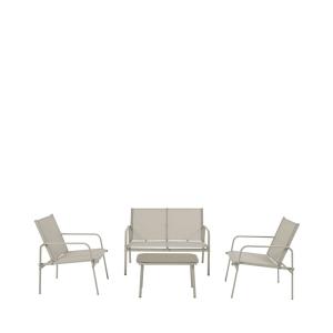 Salon de jardin 4 places en acier traité et textilène - Bei…