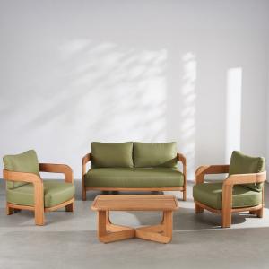 Salon de jardin 4 places en bois d'eucalyptus et coussins v…