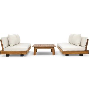 Salon de jardin 4 places en bois FSC - 2 canap. 2 pl   tabl…