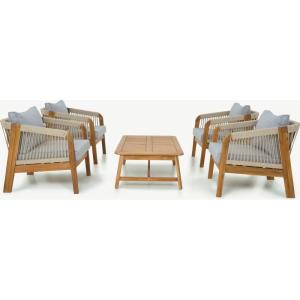 Salon de jardin 4 places en bois FSC - 4 fauteuils   table…