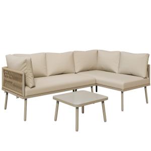 Salon de jardin 4 places en fer beige