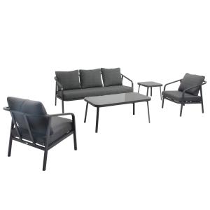 Salon de jardin 5 place en aluminium gris anthracite