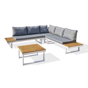 Salon de jardin 5 places bois d'acacia et aluminium