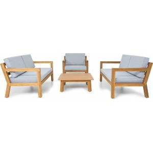 Salon de jardin 5 places - bois FSC - 2 Canapés, 1 fauteuil…