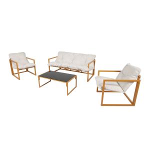 Salon de jardin 5 places contemporain marron et coussins be…
