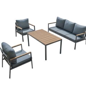 Salon de jardin 5 places en acier  anthracite