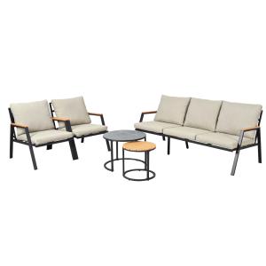 Salon de jardin 5 places en acier galvanisé gris