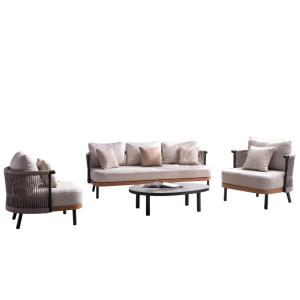 Salon de jardin 5 places en aluminium  lin