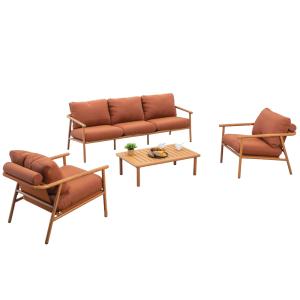 Salon de jardin 5 places en aluminium  terracotta