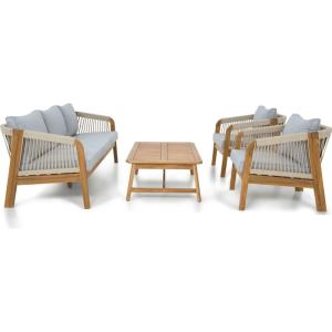 Salon de jardin 5 places en bois FSC - gris