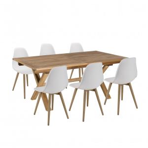 Salon de jardin 6 pers. 1 table rect. 180x100cm et 6 chaise…