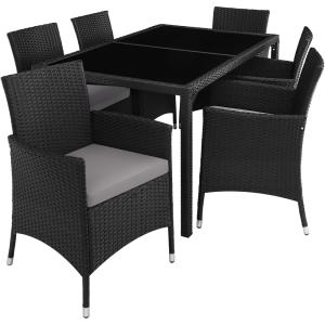 Salon de jardin 6 personnes en résine tressée et acier noir…