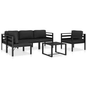Salon de jardin 6 pièces avec coussins aluminium anthracite