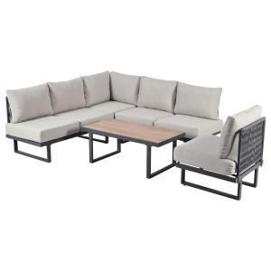 Salon de jardin 6 places en acier gris