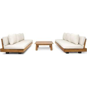 Salon de jardin 6 places en bois FSC - 2 canap. 3 pl   tabl…