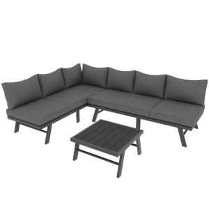 Salon de jardin 6 places en fer gris