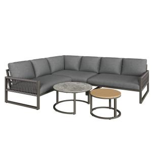 Salon de jardin 6 places en métal gris