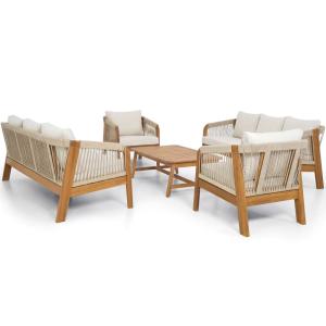 Salon de jardin 8 places en bois FSC - beige