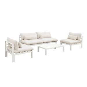 Salon de jardin aluminium 5 places naturel