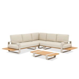 Salon de jardin beige en aluminium L350 x P80 x H84 cm