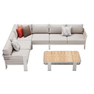 Salon de jardin beige L287 x P76.5 x H60 cm