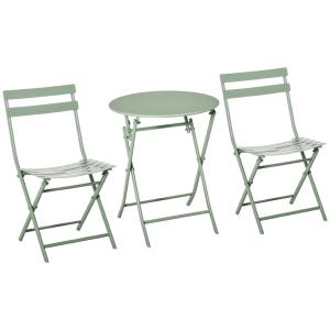 Salon de jardin bistro pliable métal thermolaqué vert d'eau…