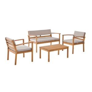 Salon de jardin bois d'acacia 4 places marron