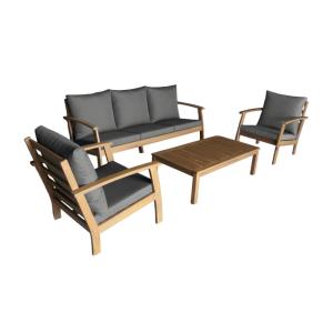 Salon de jardin bois d'acacia 5 places gris