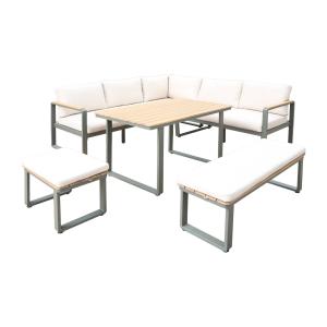 Salon de jardin bois d'acacia et aluminium 8 places kaki et…